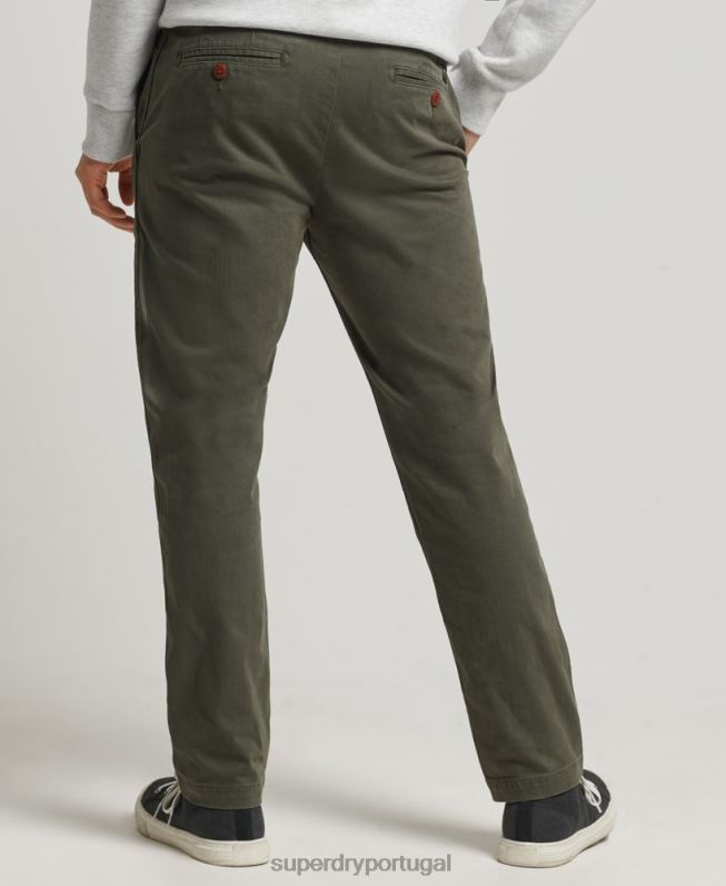 calças chino slim oficiais homens verde roupas Superdry 2208H6464