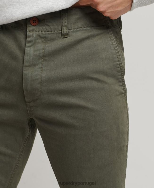 calças chino slim oficiais homens verde roupas Superdry 2208H6464