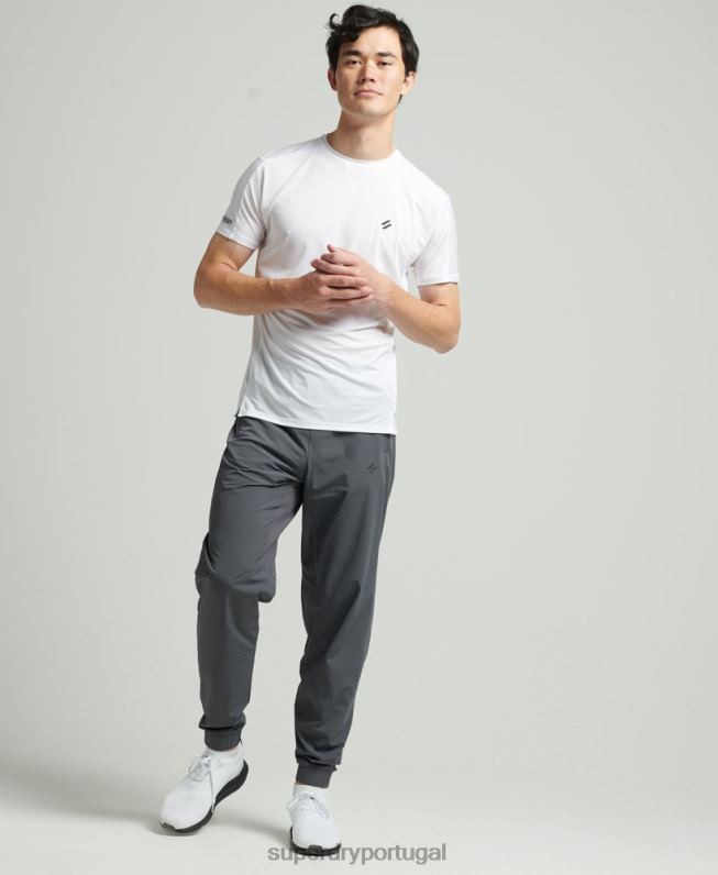 calças de trilha de tecido elástico homens cinza escuro roupas Superdry 2208H5402