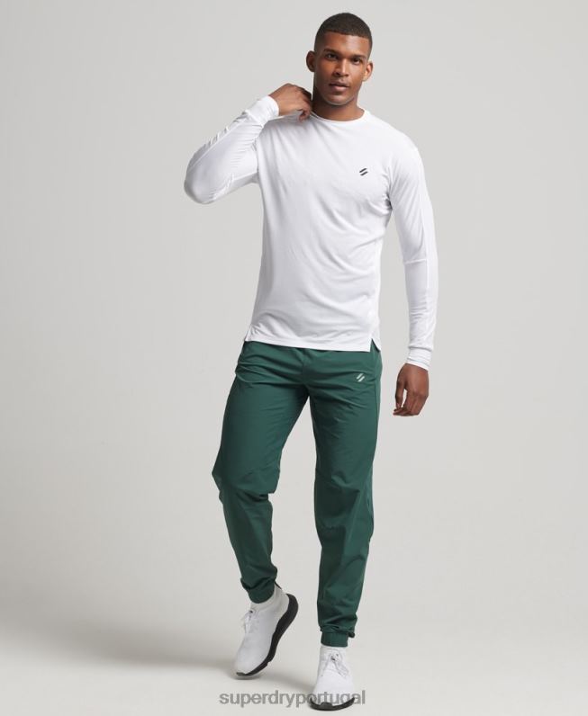 calças de trilha de tecido elástico homens verde roupas Superdry 2208H5382