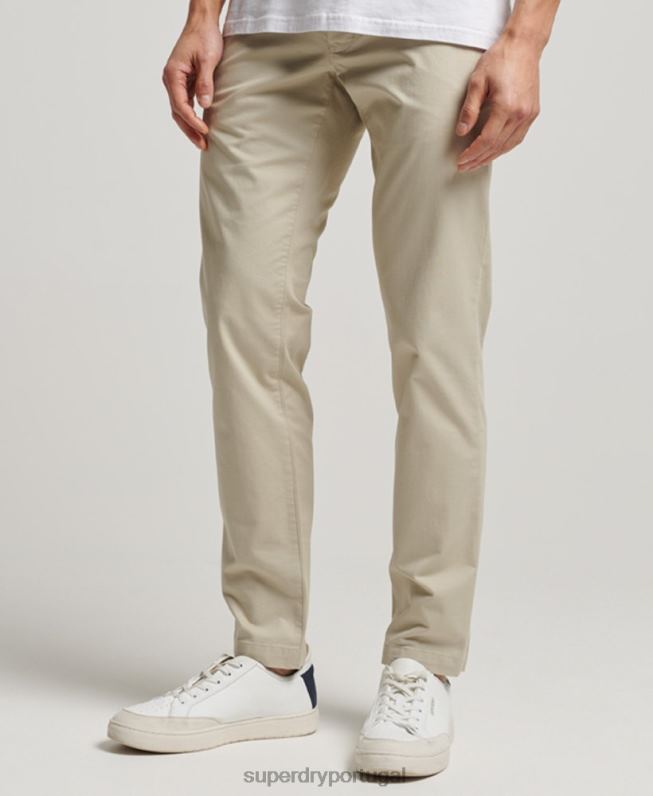 chino stretch cônico fino homens bege roupas Superdry 2208H69