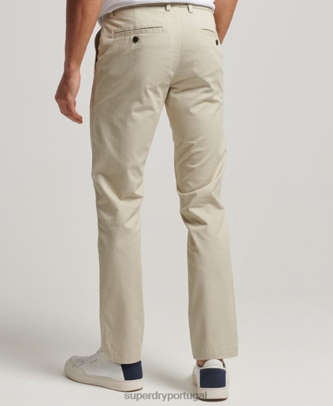 chino stretch cônico fino homens bege roupas Superdry 2208H69