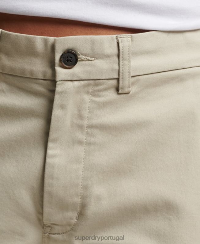 chino stretch cônico fino homens bege roupas Superdry 2208H69