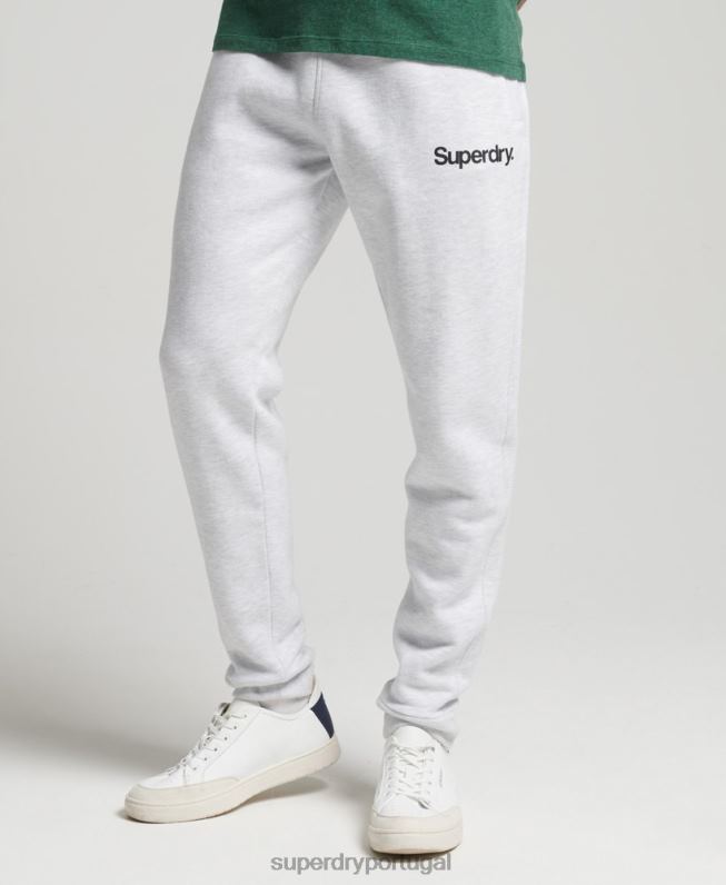 core logo joggers clássicos homens cinza claro roupas Superdry 2208H6422