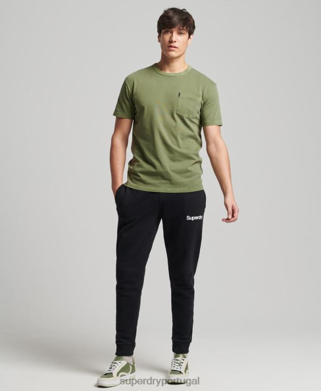 core logo joggers clássicos homens preto roupas Superdry 2208H6441