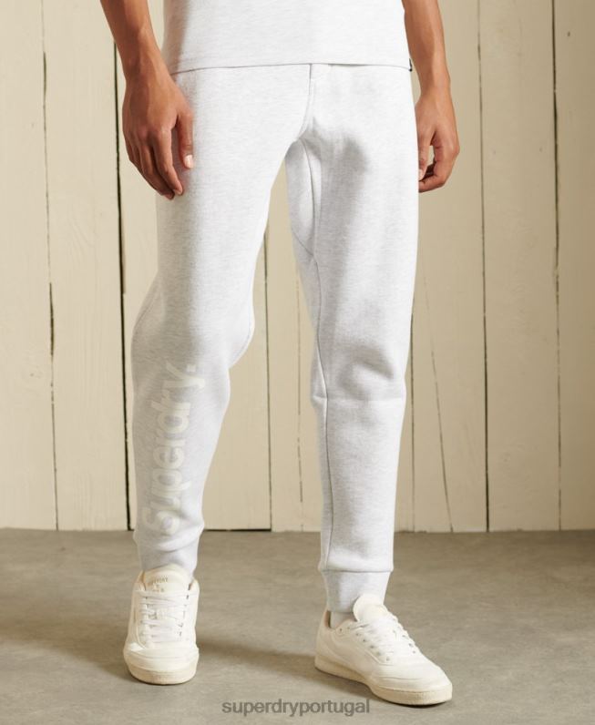 core logo joggers escovados homens cinza claro roupas Superdry 2208H6445