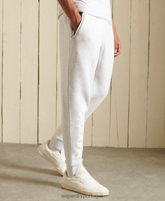 core logo joggers escovados homens cinza claro roupas Superdry 2208H6445