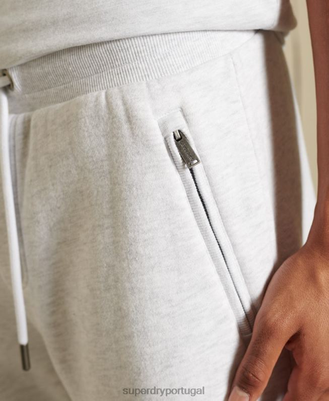 core logo joggers escovados homens cinza claro roupas Superdry 2208H6445
