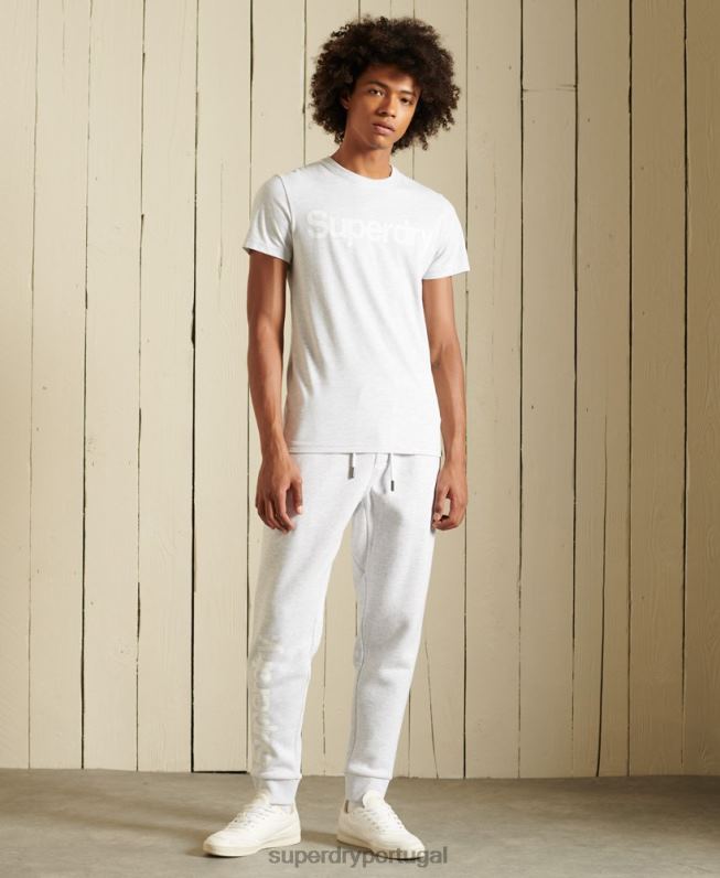 core logo joggers escovados homens cinza claro roupas Superdry 2208H6445