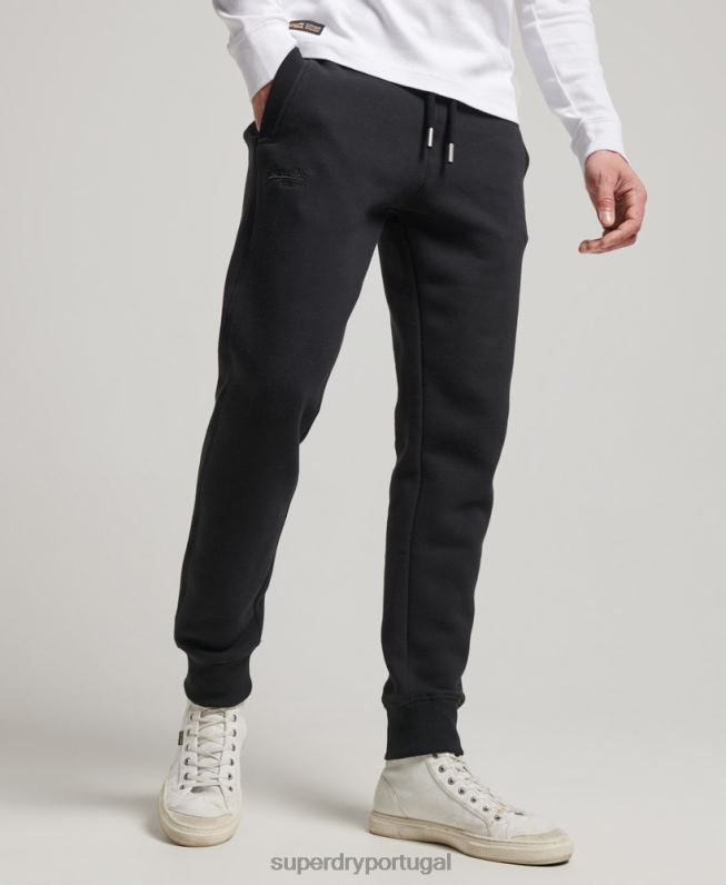 jogger com logo bordado vintage homens preto roupas Superdry 2208H105