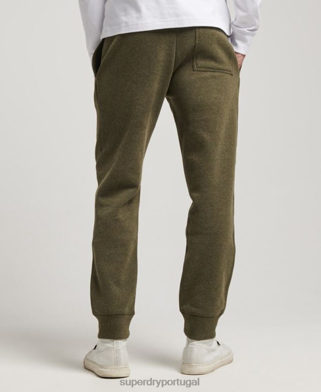 jogger vintage com logo bordado homens caqui roupas Superdry 2208H6468