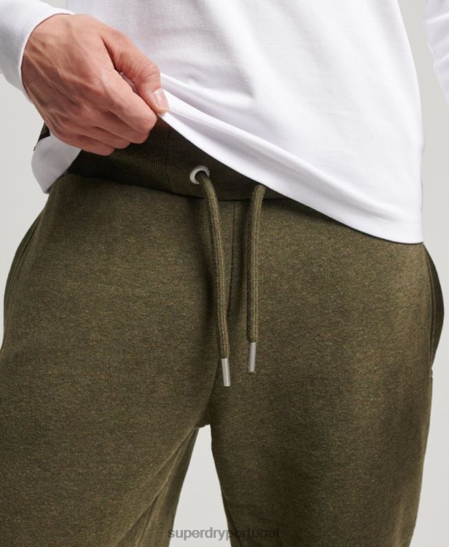 jogger vintage com logo bordado homens caqui roupas Superdry 2208H6468