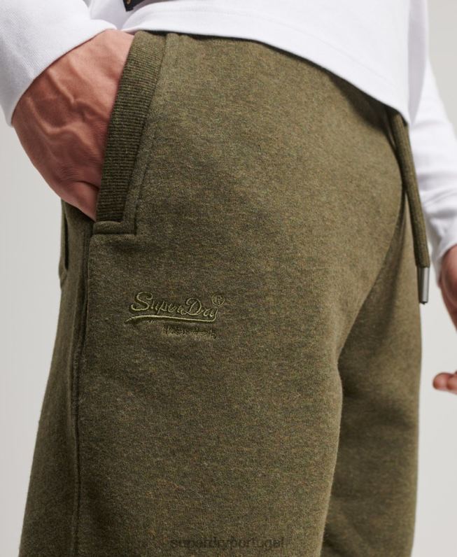 jogger vintage com logo bordado homens caqui roupas Superdry 2208H6468