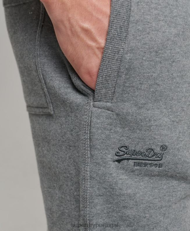 jogger vintage com logo bordado homens cinza roupas Superdry 2208H6483