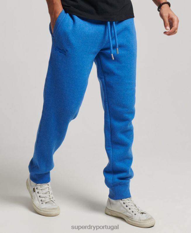 jogger vintage de algodão orgânico com logo bordado homens azul roupas Superdry 2208H6371