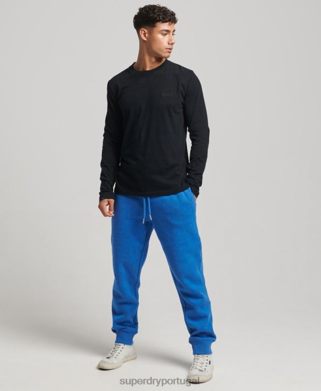 jogger vintage de algodão orgânico com logo bordado homens azul roupas Superdry 2208H6371