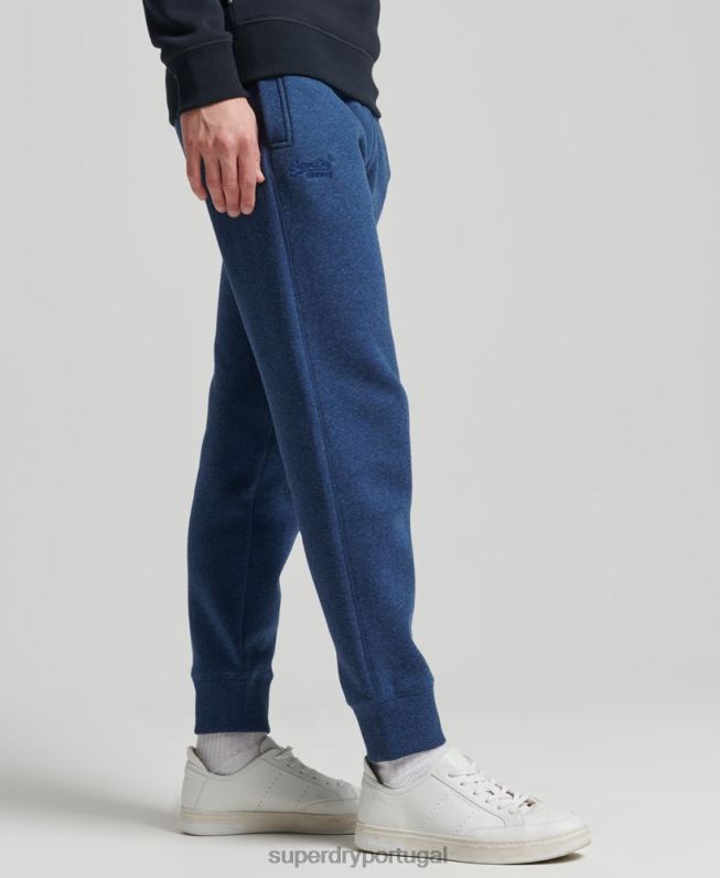 jogger vintage de algodão orgânico com logo bordado homens azul roupas Superdry 2208H6383