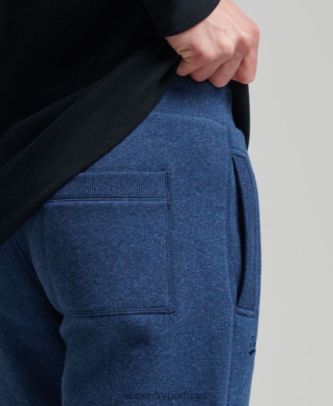 jogger vintage de algodão orgânico com logo bordado homens azul roupas Superdry 2208H6383