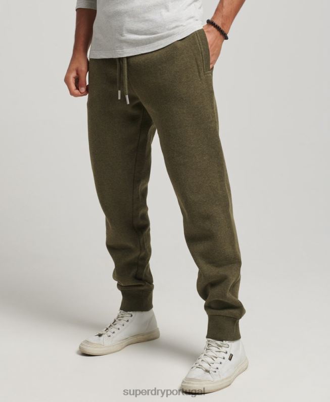jogger vintage de algodão orgânico com logo bordado homens caqui roupas Superdry 2208H6372