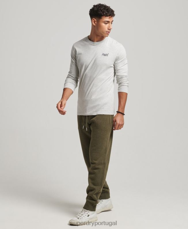 jogger vintage de algodão orgânico com logo bordado homens caqui roupas Superdry 2208H6372