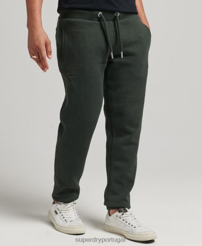 jogger vintage de algodão orgânico com logo bordado homens verde roupas Superdry 2208H6437