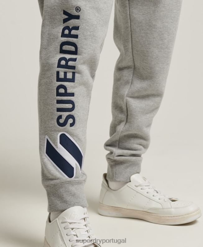 joggers apliques homens cinza roupas Superdry 2208H6369