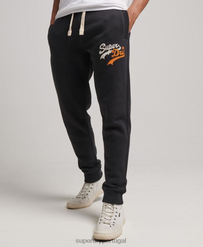 joggers com logotipo vintage homens preto roupas Superdry 2208H6425