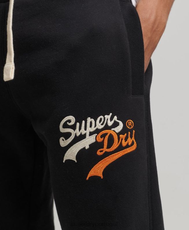 joggers com logotipo vintage homens preto roupas Superdry 2208H6425