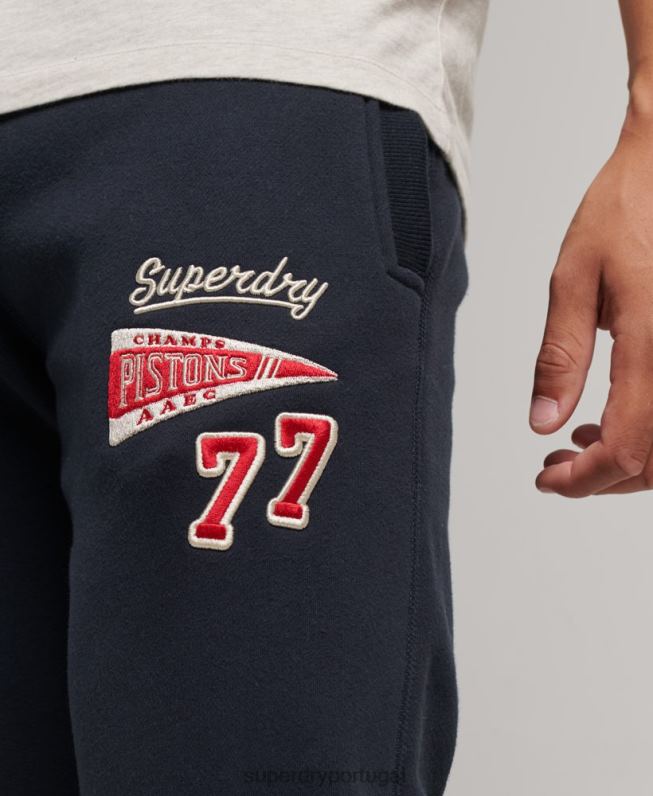 joggers com punhos justos com logotipo da faculdade homens marinha roupas Superdry 2208H6496
