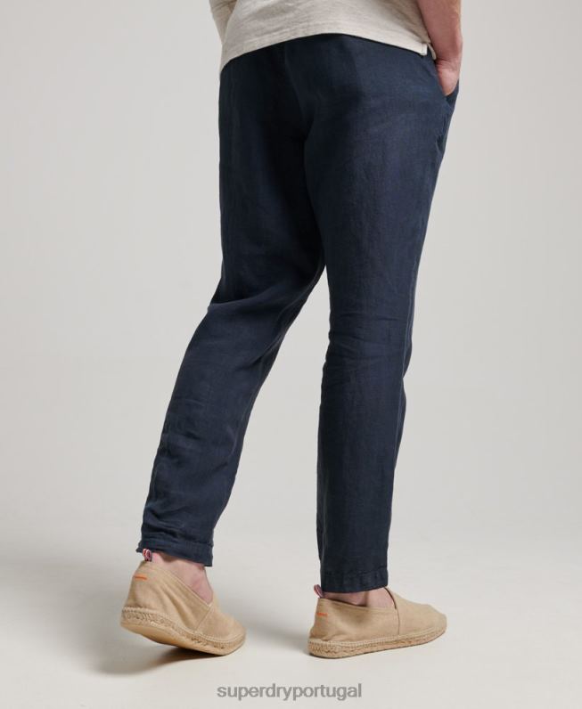 joggers de linho tingido homens marinha roupas Superdry 2208H100