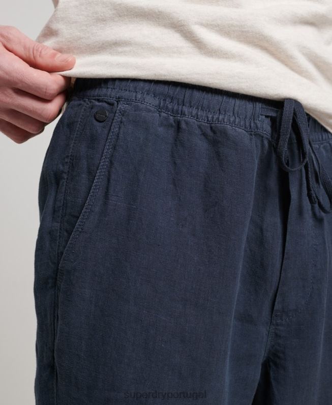 joggers de linho tingido homens marinha roupas Superdry 2208H100