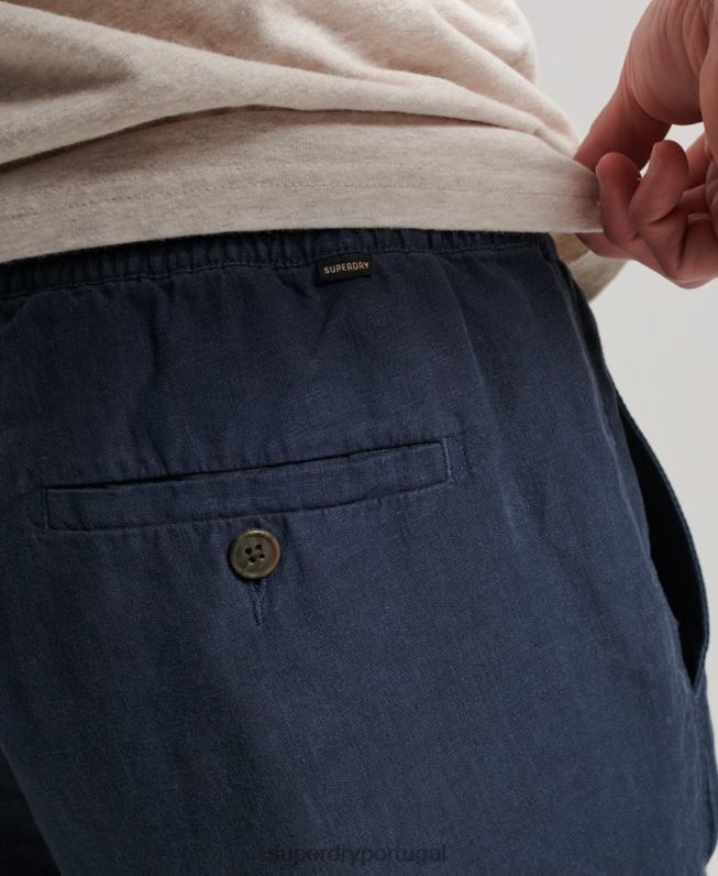 joggers de linho tingido homens marinha roupas Superdry 2208H100