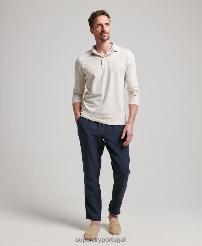 joggers de linho tingido homens marinha roupas Superdry 2208H100