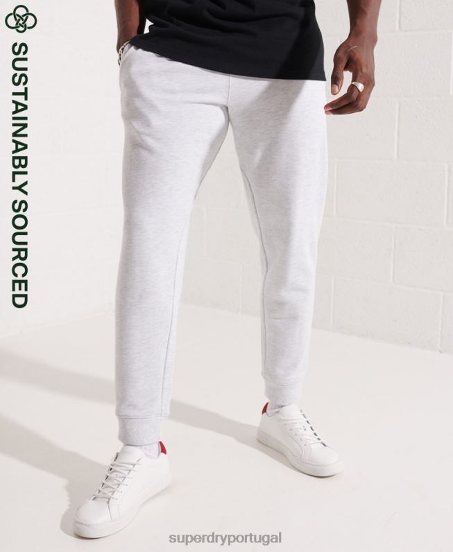 joggers essenciais de código de algodão orgânico homens cinza claro roupas Superdry 2208H6407
