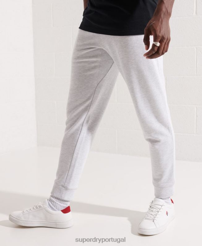joggers essenciais de código de algodão orgânico homens cinza claro roupas Superdry 2208H6407