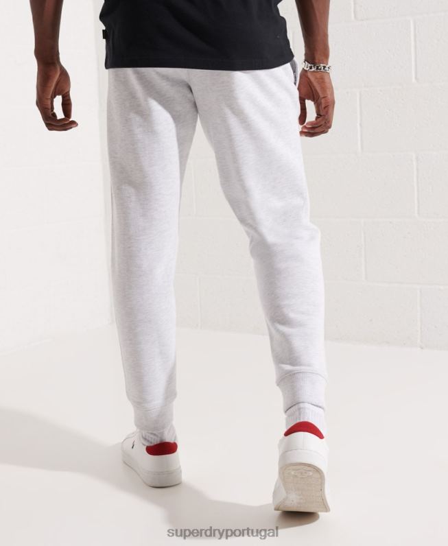 joggers essenciais de código de algodão orgânico homens cinza claro roupas Superdry 2208H6407