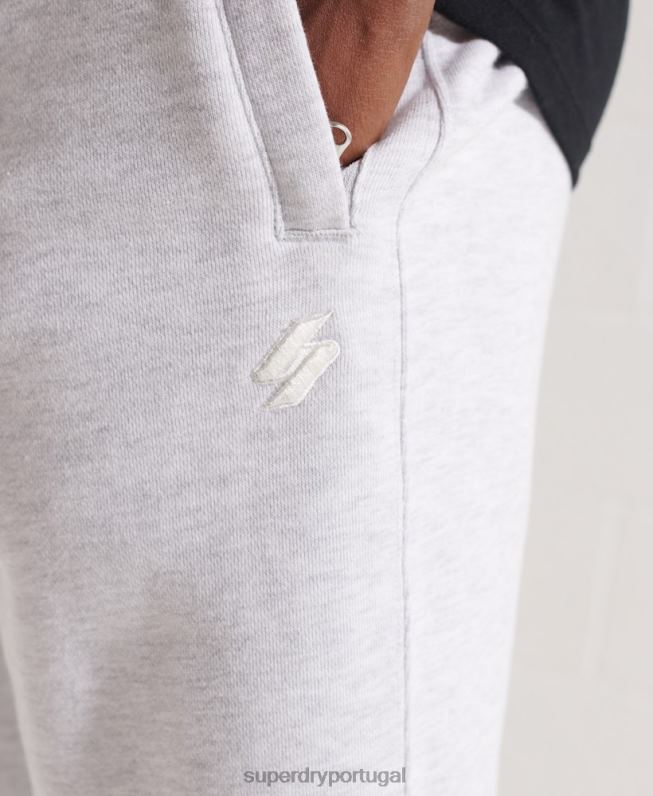 joggers essenciais de código de algodão orgânico homens cinza claro roupas Superdry 2208H6407