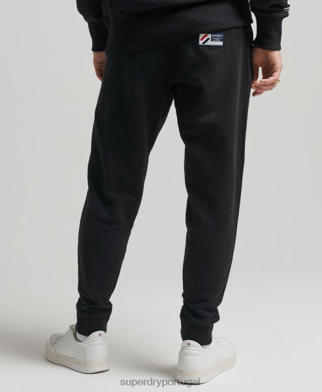 joggers essenciais de código de algodão orgânico homens preto roupas Superdry 2208H6486
