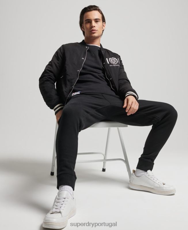 joggers essenciais de código de algodão orgânico homens preto roupas Superdry 2208H6486