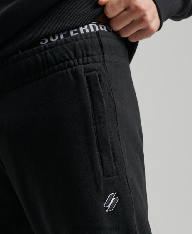 joggers essenciais de código de algodão orgânico homens preto roupas Superdry 2208H6486