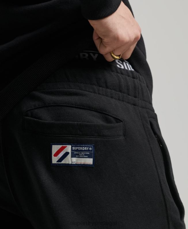 joggers essenciais de código de algodão orgânico homens preto roupas Superdry 2208H6486