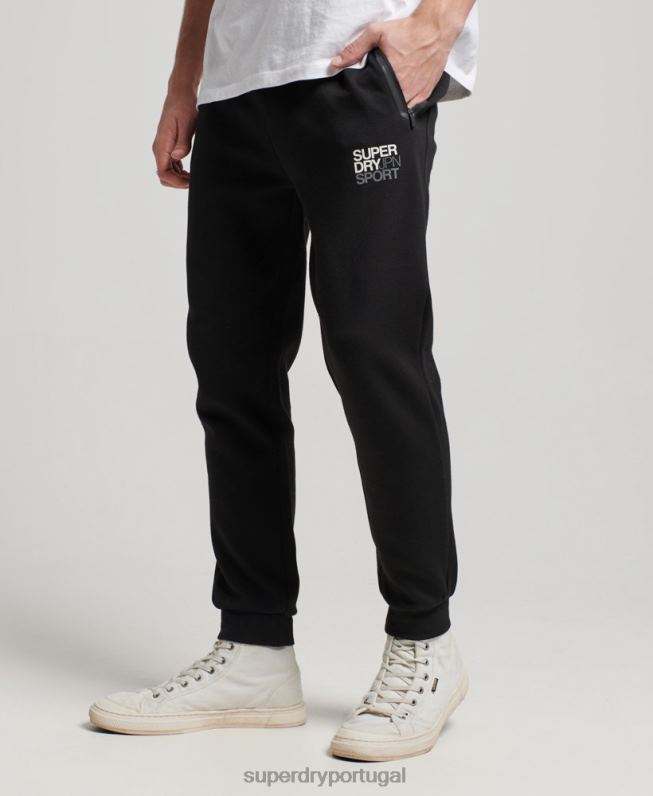 joggers gymtech homens preto roupas Superdry 2208H1415