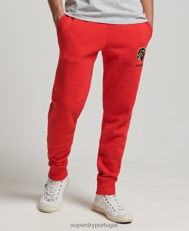 joggers universitários vintage homens vermelho roupas Superdry 2208H6469
