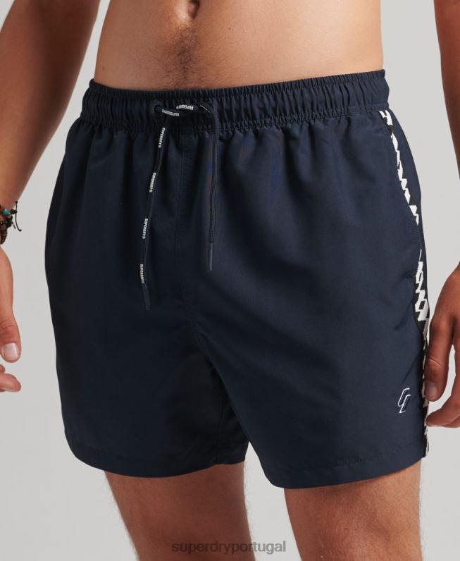 bermuda de banho reciclada de fita adesiva de 15 polegadas homens marinha roupas Superdry 2208H450