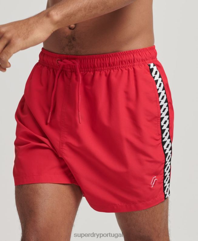 bermuda de banho reciclada de fita adesiva de 15 polegadas homens vermelho roupas Superdry 2208H451