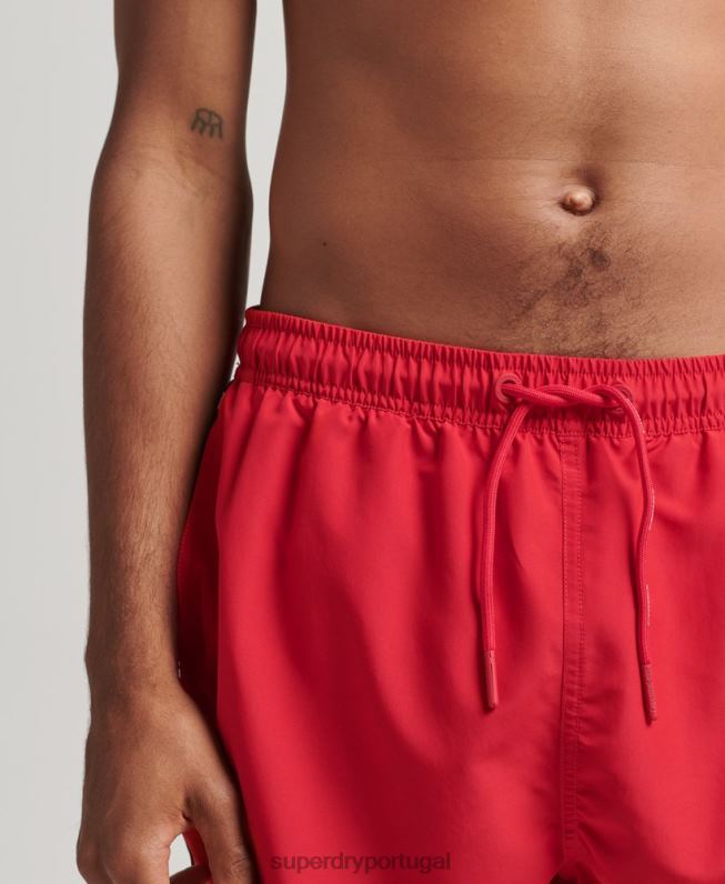 bermuda de banho reciclada de fita adesiva de 15 polegadas homens vermelho roupas Superdry 2208H451
