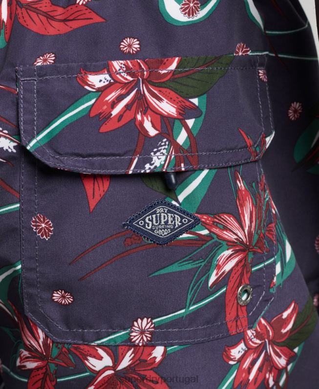 calções de banho havaianos reciclados vintage homens marinha roupas Superdry 2208H410
