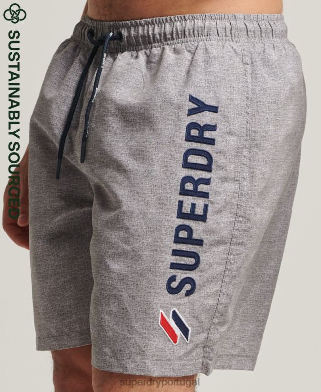 calções de banho reciclados apliques de 19 polegadas homens cinza claro roupas Superdry 2208H428