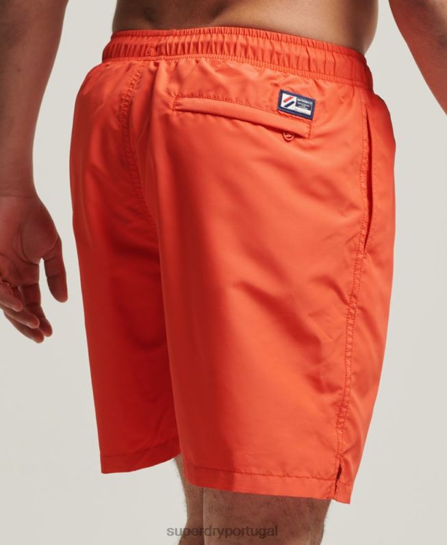 calções de banho reciclados apliques de 19 polegadas homens laranja roupas Superdry 2208H430