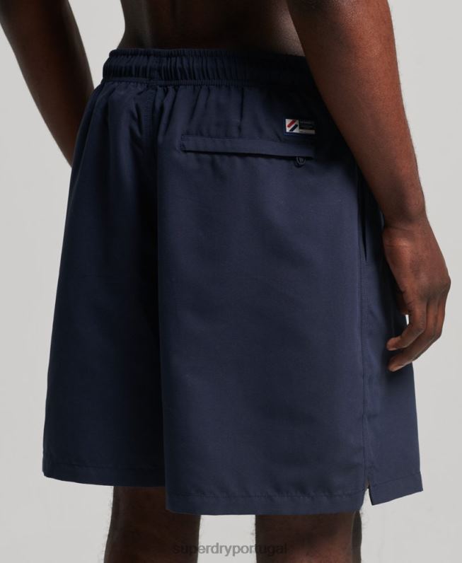 calções de banho reciclados apliques de 19 polegadas homens marinha roupas Superdry 2208H409